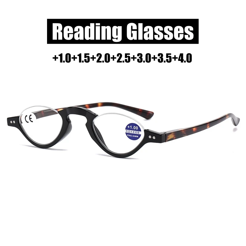 

Fashion High-Definition Anti-Blue Light Presbyopia Glasses Vintage Half Frame Reading Glasses Unisex Plus Diopters+1.0+1.5+2.0