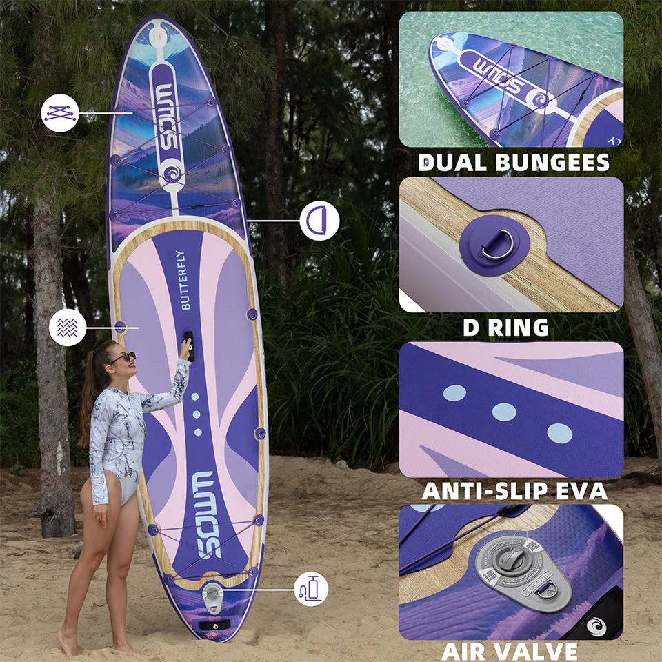 SOWM SUB 防水インフレータブルパドルボード 11 ''x34''x6'' 大人