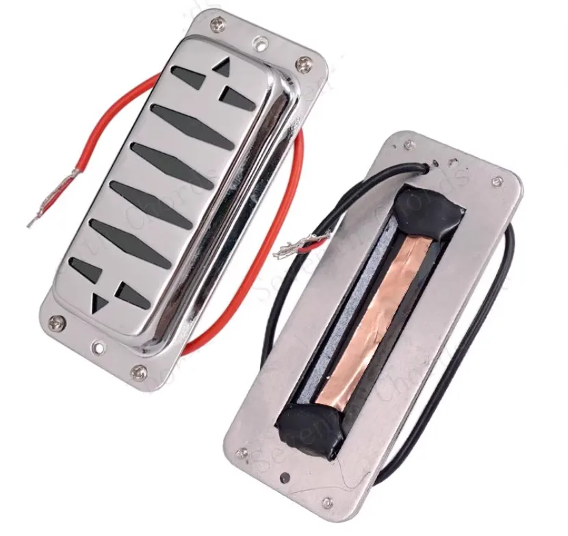 A Set 2 Pcs Chrome Brass Cover 6 Strings Guitar Pickup Humbucker Guitar Accessories