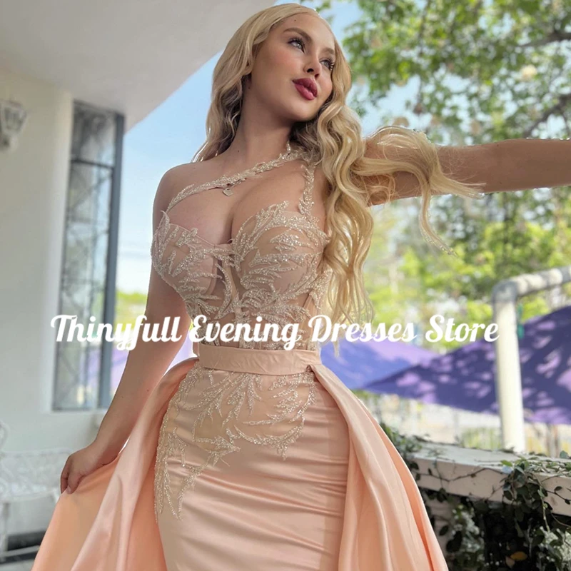 Thinyfull Sexy Mermaid Prom Dresses Formal Sequines One Shoulder Evening Dress Saudi Arabia Cocktail Party Prom Gowns Plus Size