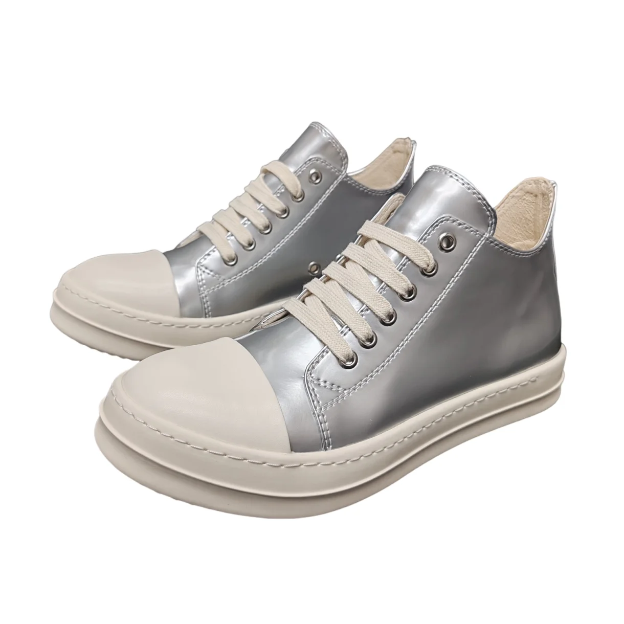 

Men's Casual Shoes Low Up Leather Lace-Up Women Luxury Trainers High Street Autumn Flats Black White Unisex Sneakers