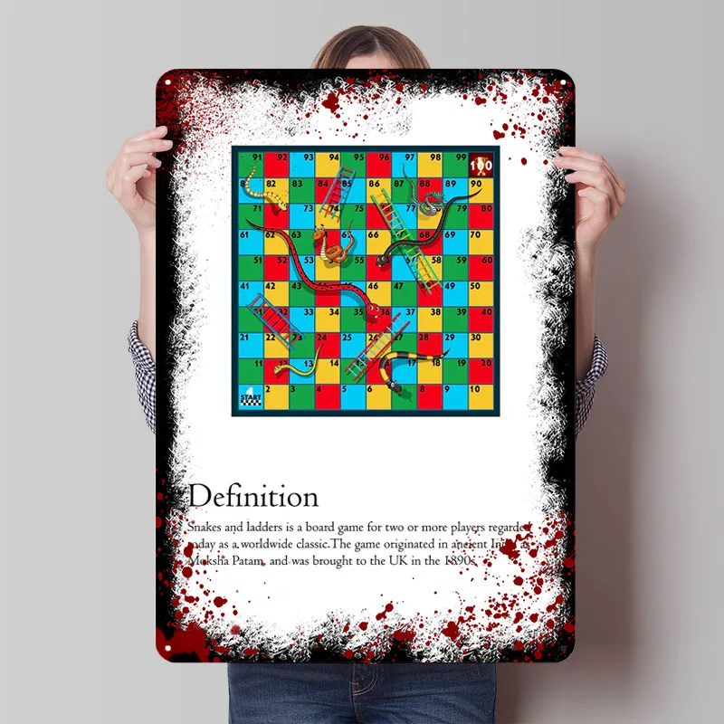 ثعبان وسلم ملصق لعبة صفيح تسجيل جدار ديكور علامات معدنية مخصصة للاعبين غرفة الألعاب الديكور إطارات الحائط الزخرفية #1