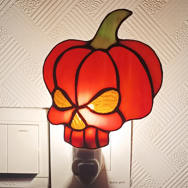 

Children's Room Staircase Night Lights Creative Colored Glass Halloween Pumpkin Decorative Lamps