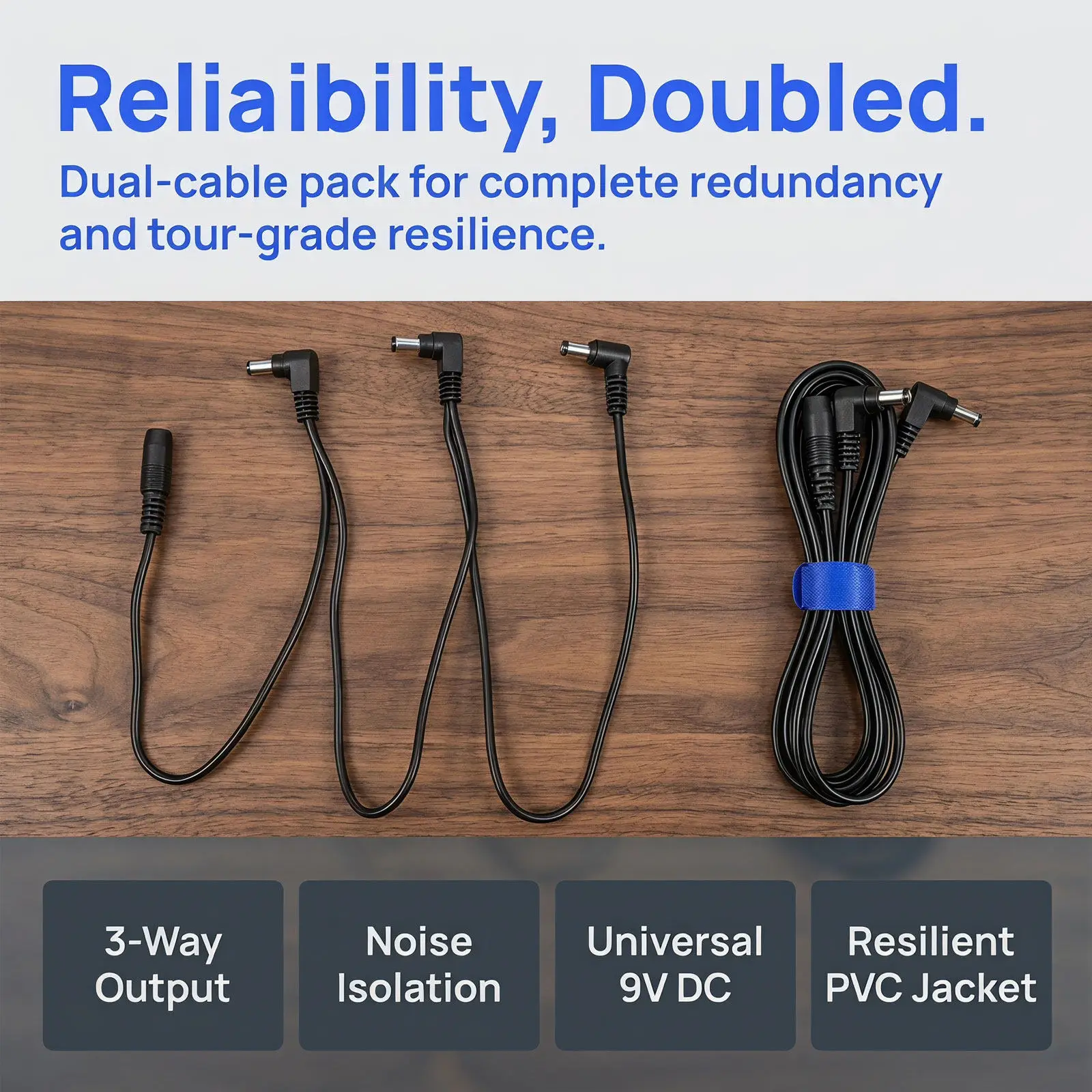 2Pcs Dc Power Splitter Cable Guitar Pedal Power Supply Cord 1 to 3 Outputs Right Angle Thick PVC Effects Pedal Board Cable