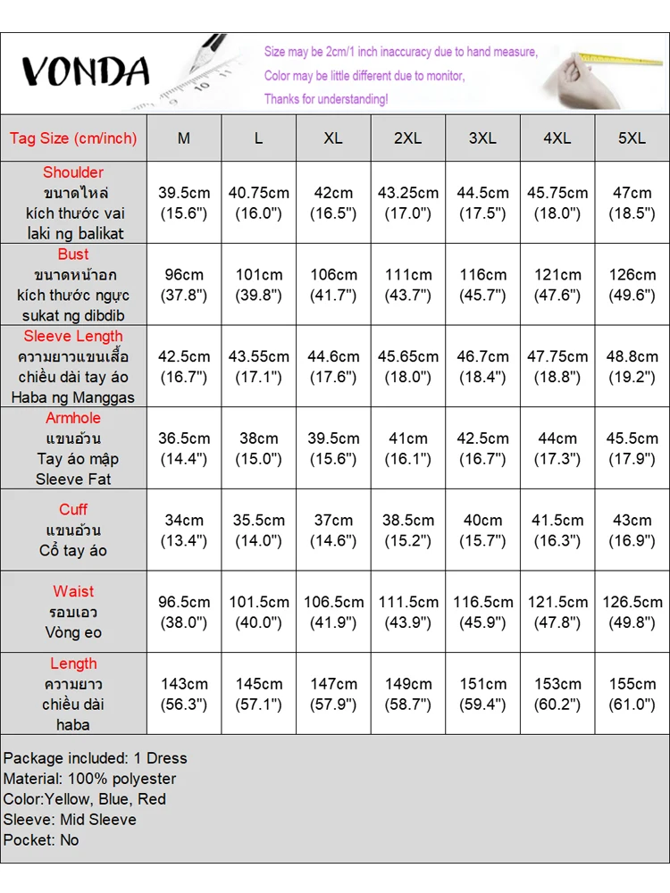VONDA Printed Dress Women Summer Sundress 2025 Vintage Half Sleeve Casual Long Maxi Vestidos Bohemian V-Neck Ruffled Party Robe