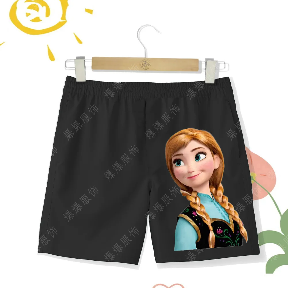 Summer Multicolor Cartoon Printed Children's High Quality Beach Pants for Girls, Breathable Comfortable Soft Fabric Quick Drying