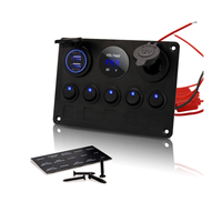 Car Boat 5 Gang Switch Panel for Boat Yacht Caravan-Truck Waterproof Voltmeter Power Dual USB Socket Panel 12V 5+3Panels