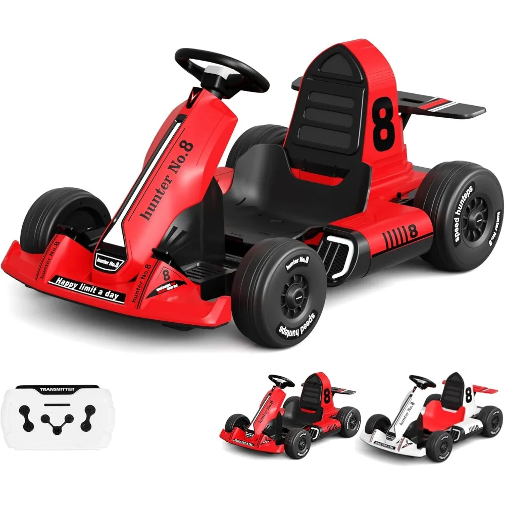 Electric Go Kart for Kids 12V Battery Powered Pedal Go Kart for Toddler 3+ Years Adult Ride on Car Drift Kart Outdoor Race Toy