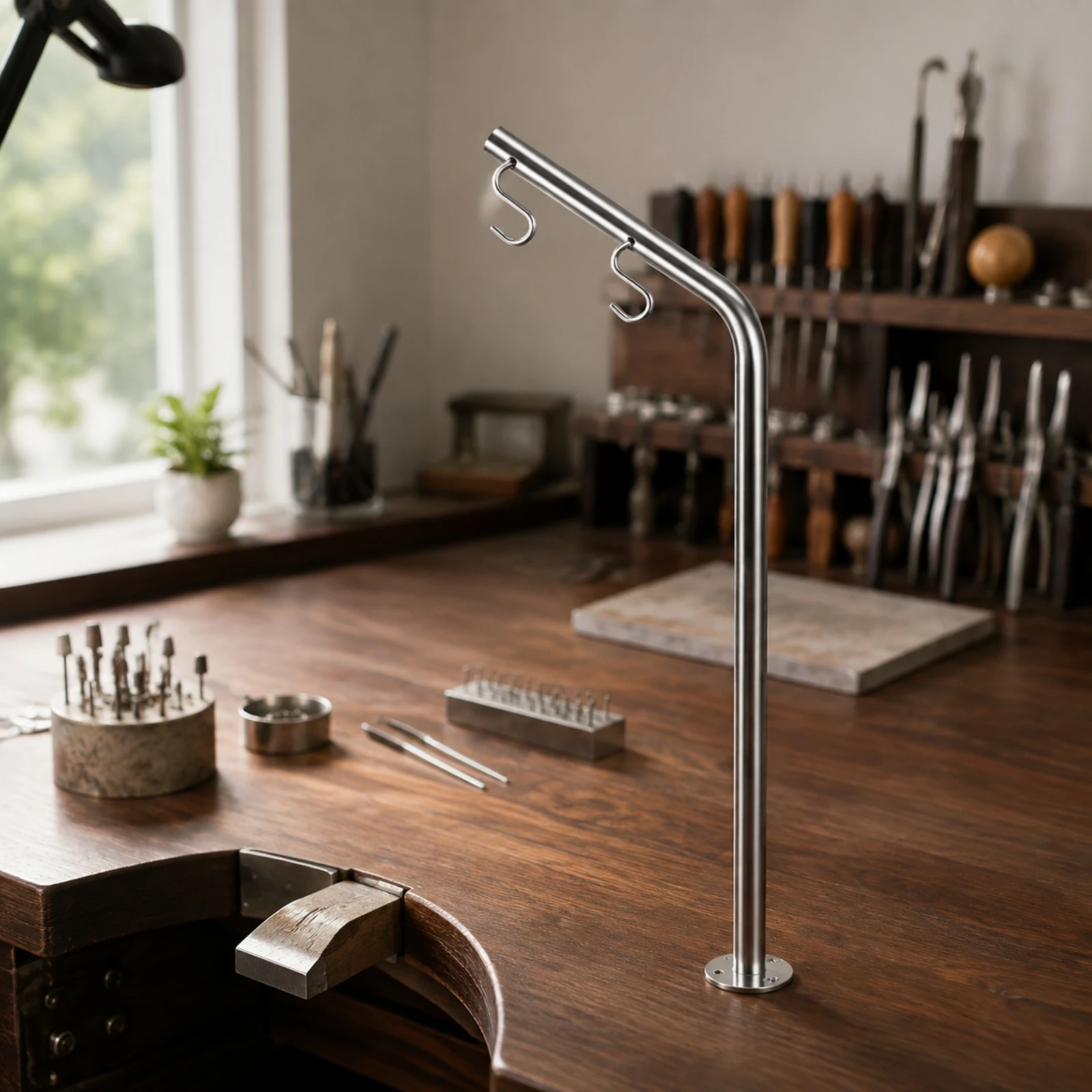 Tabletop Mounting Bracket Space-Saving Hanging Grinder Support Bracket for Jewelry Makers, Workbench, Metalworking
