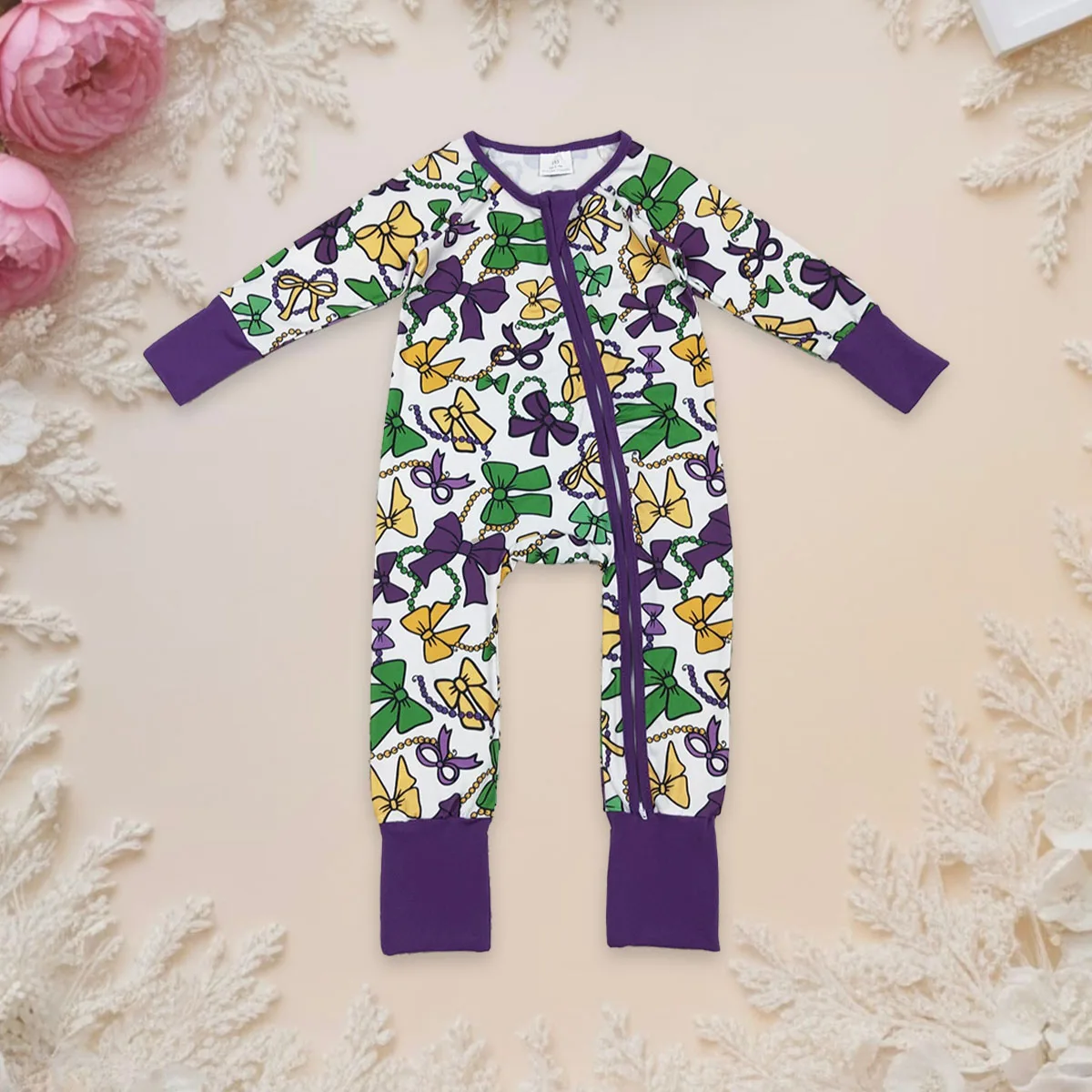 

Маска с бантом для новорожденных мальчиков, одежда с длинными рукавами и молнией, цельный комбинезон, детский весенний комбинезон для малышей, оптовая продажа