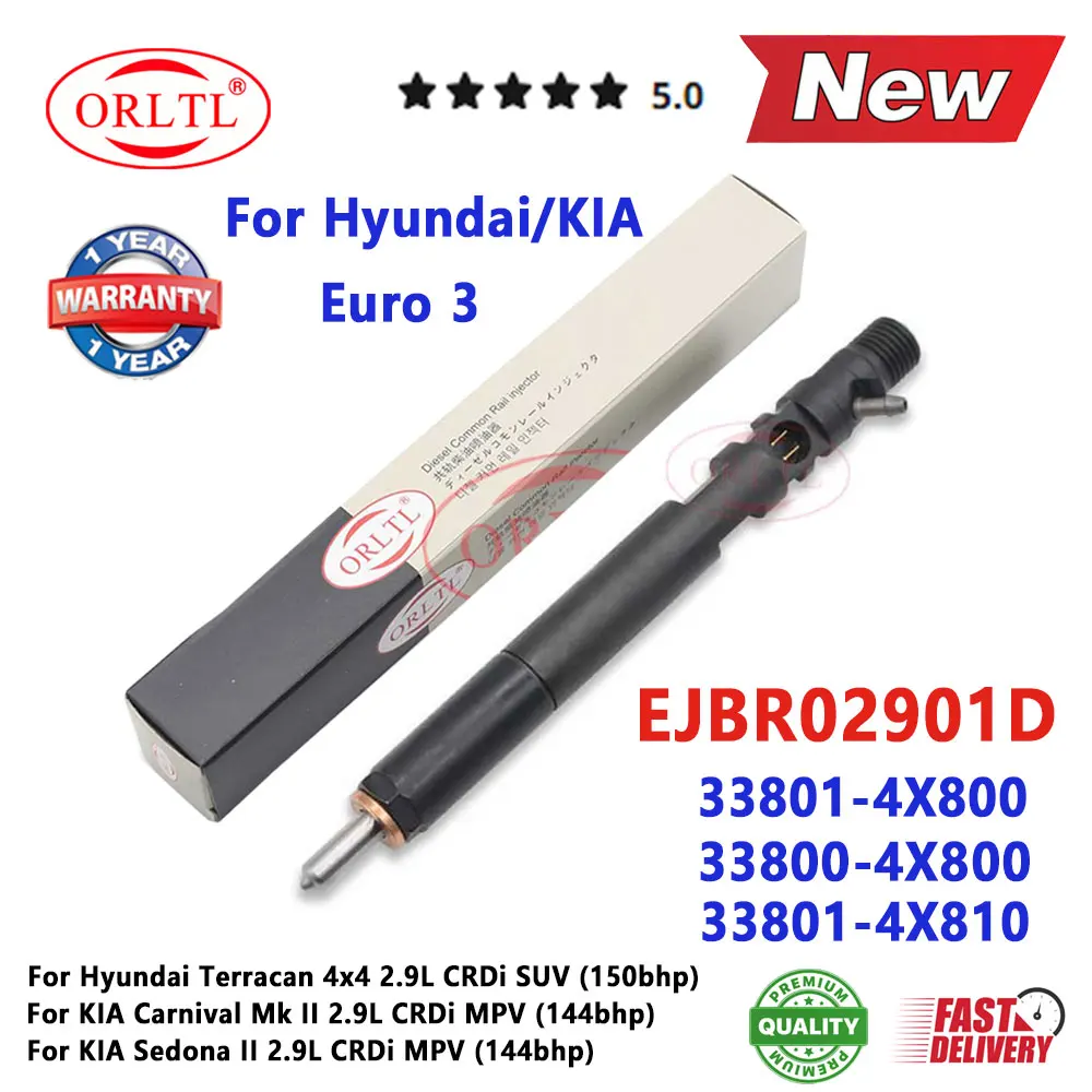 

EJBR02901D 33801-4X800 New Diesel Injector EJBR0 2901D Fuel Nozzle EJB R02901D 33800-4X800 For KIA HYUNDAI Terracan 2.9 CRDi