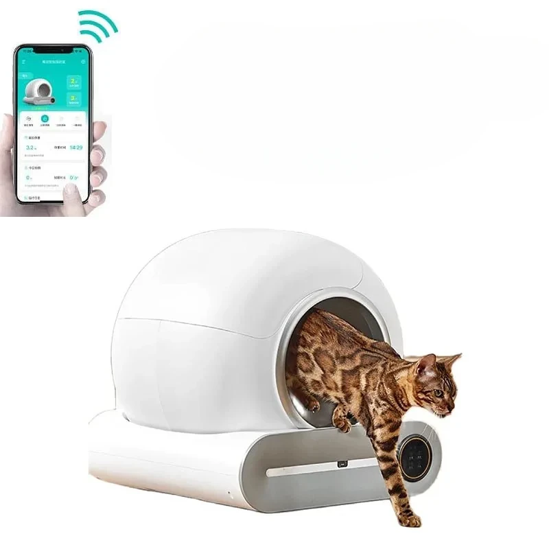 Cat Litter Box Automatic Smart Cat Litter Box Closed Cat Litter Box Self Cleaning Application Control Ionic Pet Toilet TrashTray