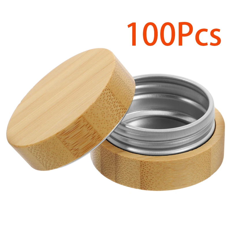 100Pieces Bamboo Bottle Cream Jar Nail Art Mask Cream Refillable Empty Cosmetic Makeup Container Bottle Storage Box