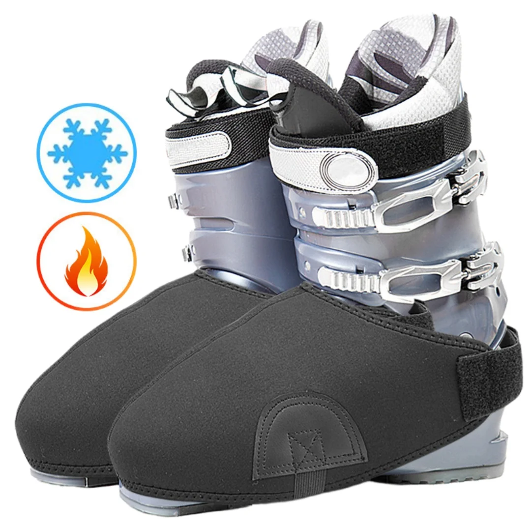 

1pair Ski Boot Cover Ouble Ski Shoe Cover Waterproof Warm Shoe Cover Black Snow Boot Cover Foot Guards for Outdoor Protection