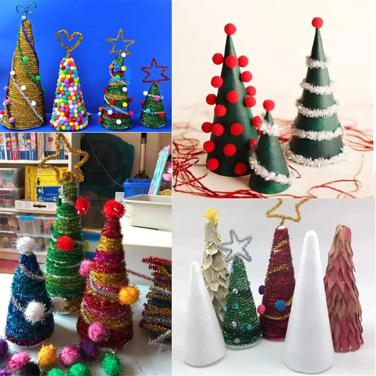 24Pack Craft Foam Cones, Foam Tree Cones, Cones Shaped Foam for Arts, Crafts, Christmas Tree, School, DIY Craft Project