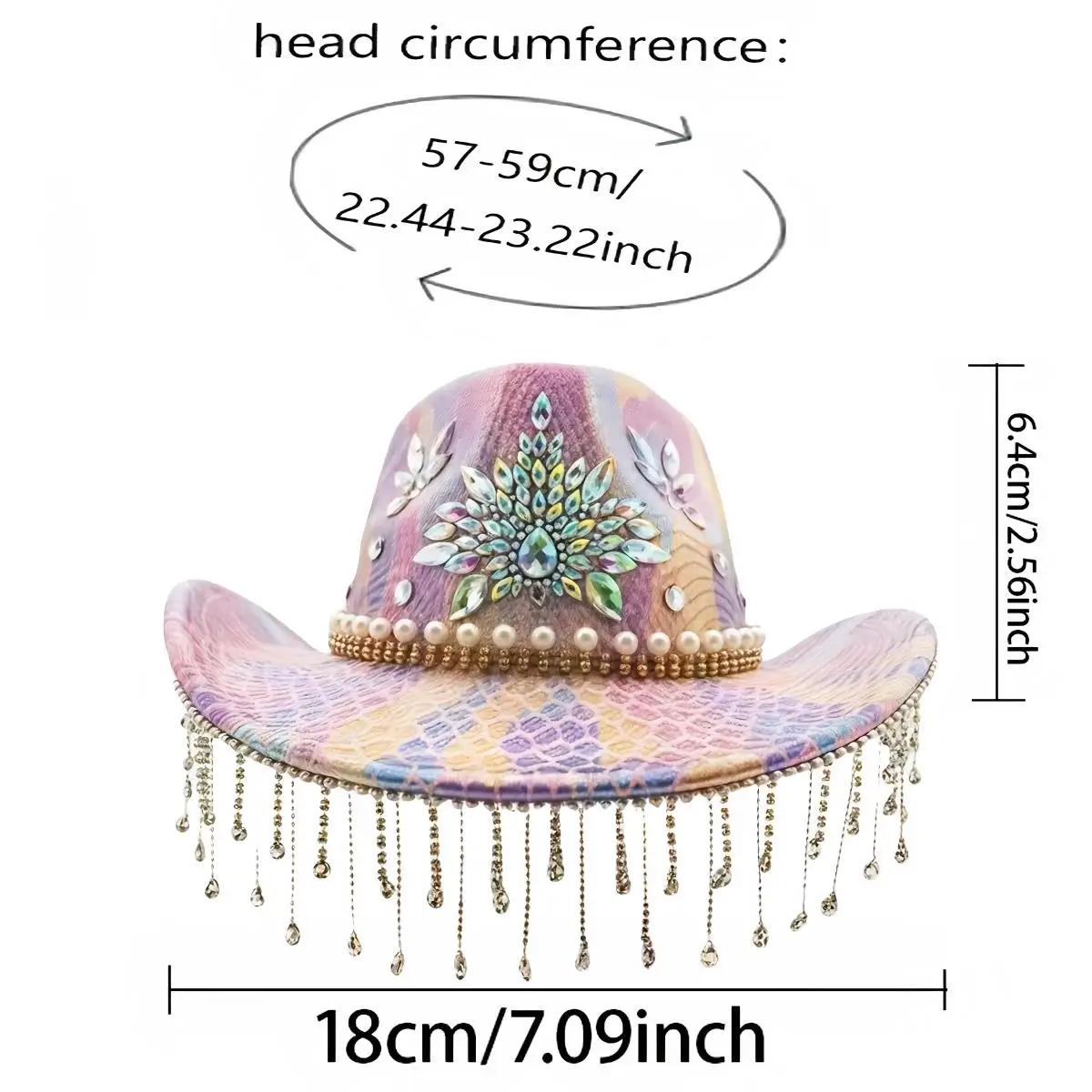 HongLuan Brokatowy Kapelusz Kostiumowy dla Dorosłych i Kapelusze Kowbojskie z Cyrkoniami dla Kobiet, Akcesoria do Cosplay Kowbojki i Kapelusz Kowbojski