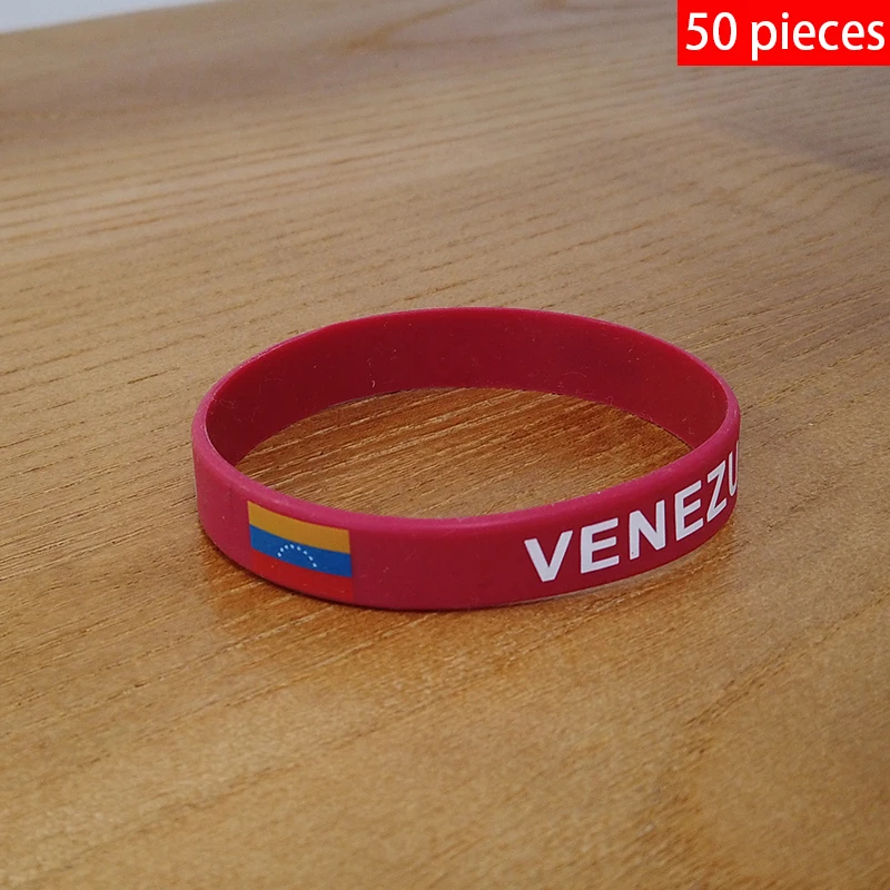 Wholesale Customized 50pcs Venezuela National Flag Wristband Sport Silicone Bracelet Rubber Band Commemorative Fashion Accessory