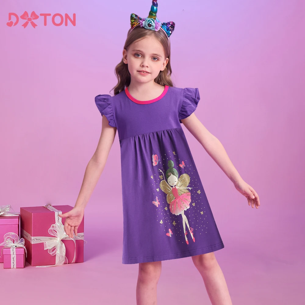 

DXTON New Baby Girls Dress Summer Toddler Dress Butterfly Elf Printed Cotton Princess Dress Sleeveless Children's Casual Clothes