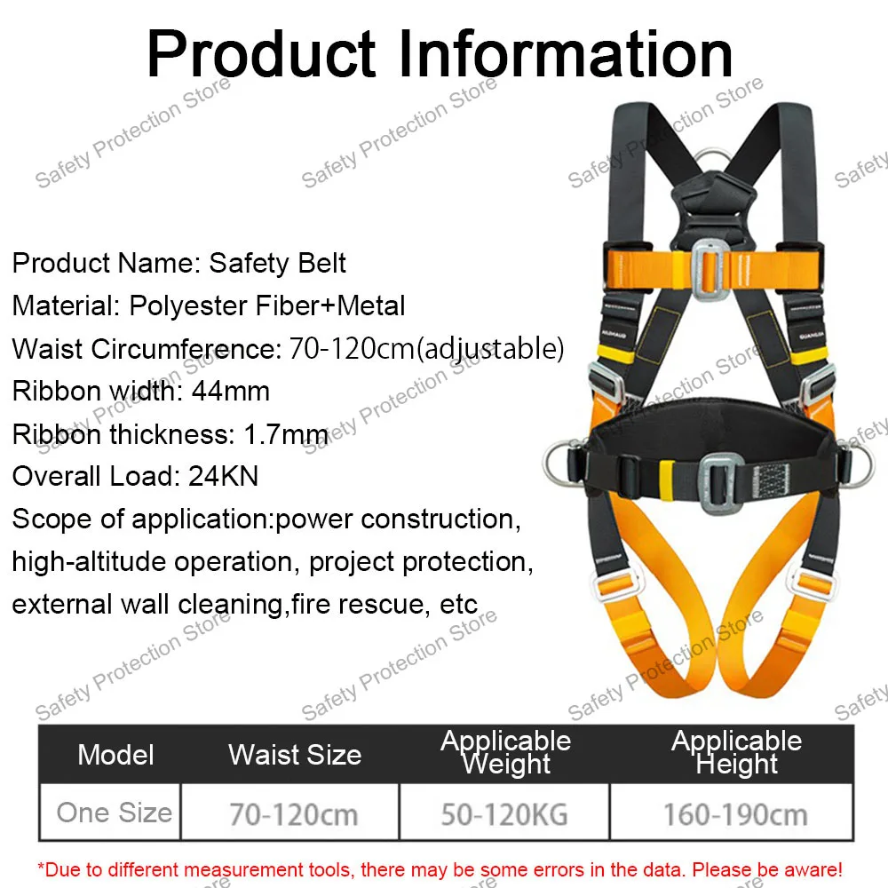 CE Full Body Safety Harness with Rope Set Ariel Work Five-point Construction Safety Belt Outdoor Anti-fall Protective Equipment