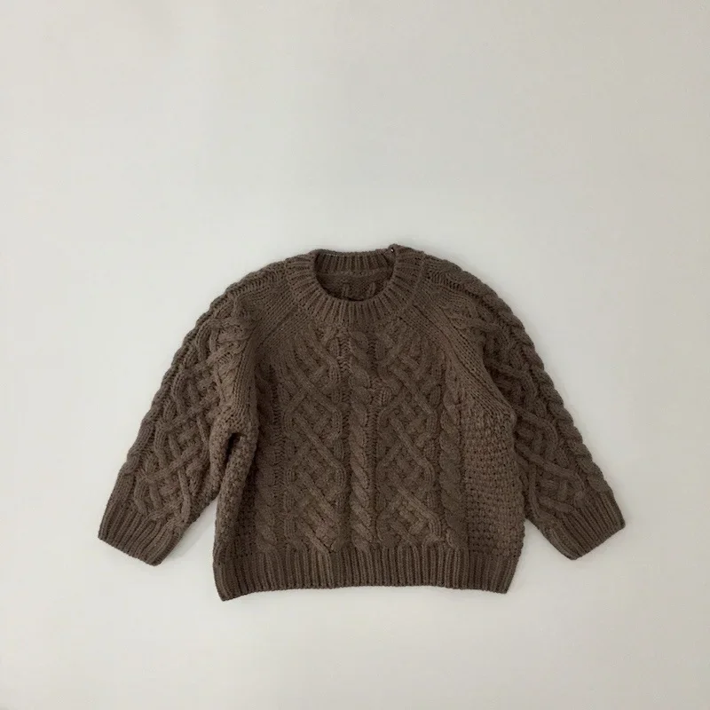 2024 Winter Morandi Solid Color Fried Dough Twists Children's Sweater image 3