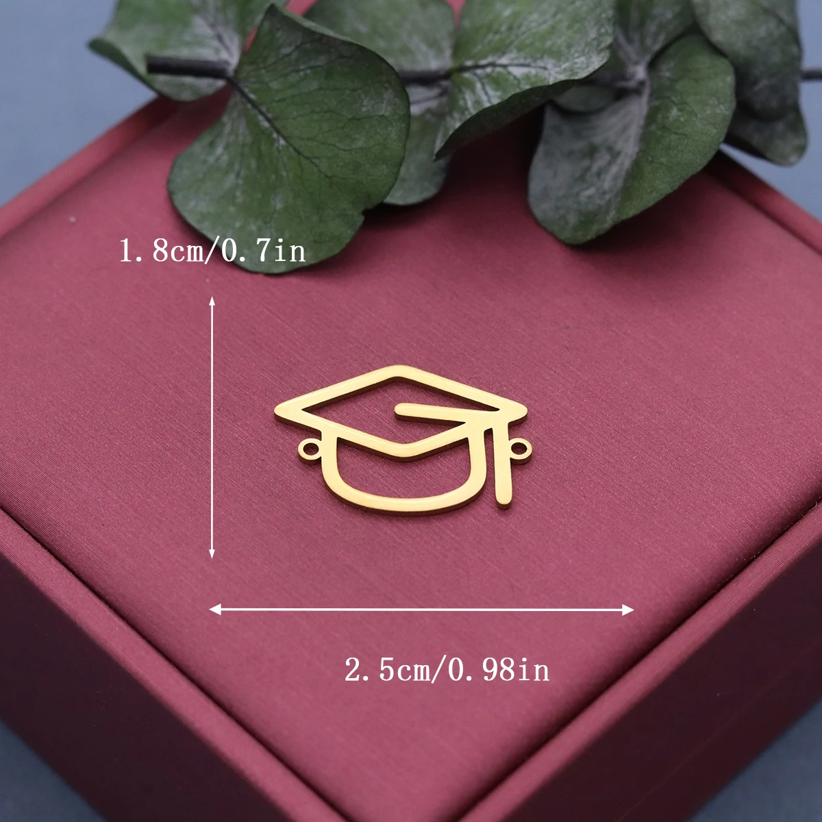 3pcs Bachelor Hat Stainless Steel Charm For Bracelet Necklace Graduation Cap Pendant Connector Jewelry Making Supplies Wholesale