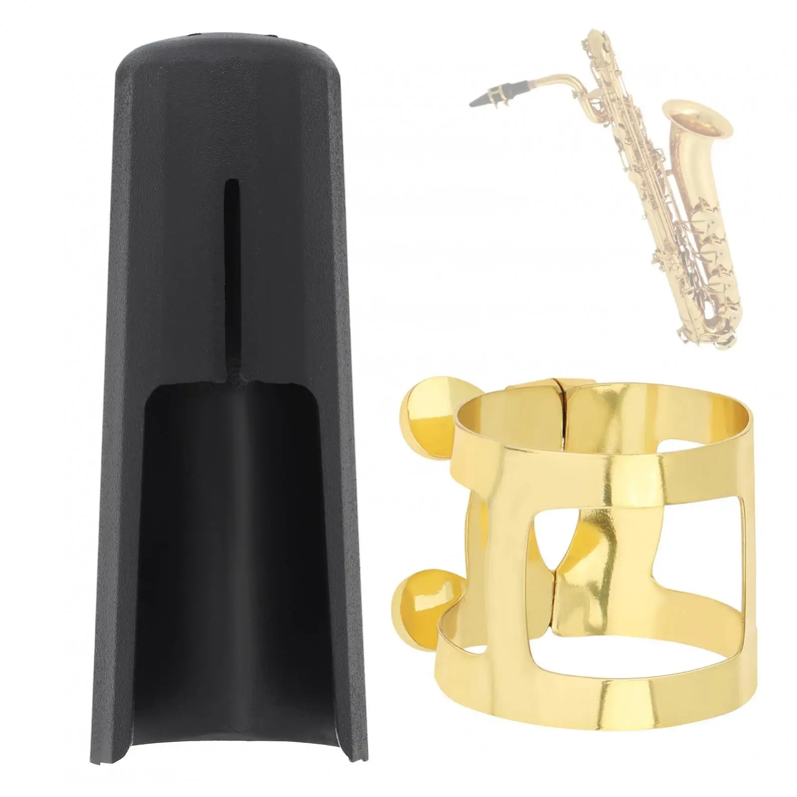 bE Baritone Saxophone Mouthpiece Cap Gold-plated Brass Ligature, Sax Mouthpieces Protective Replacement Kit