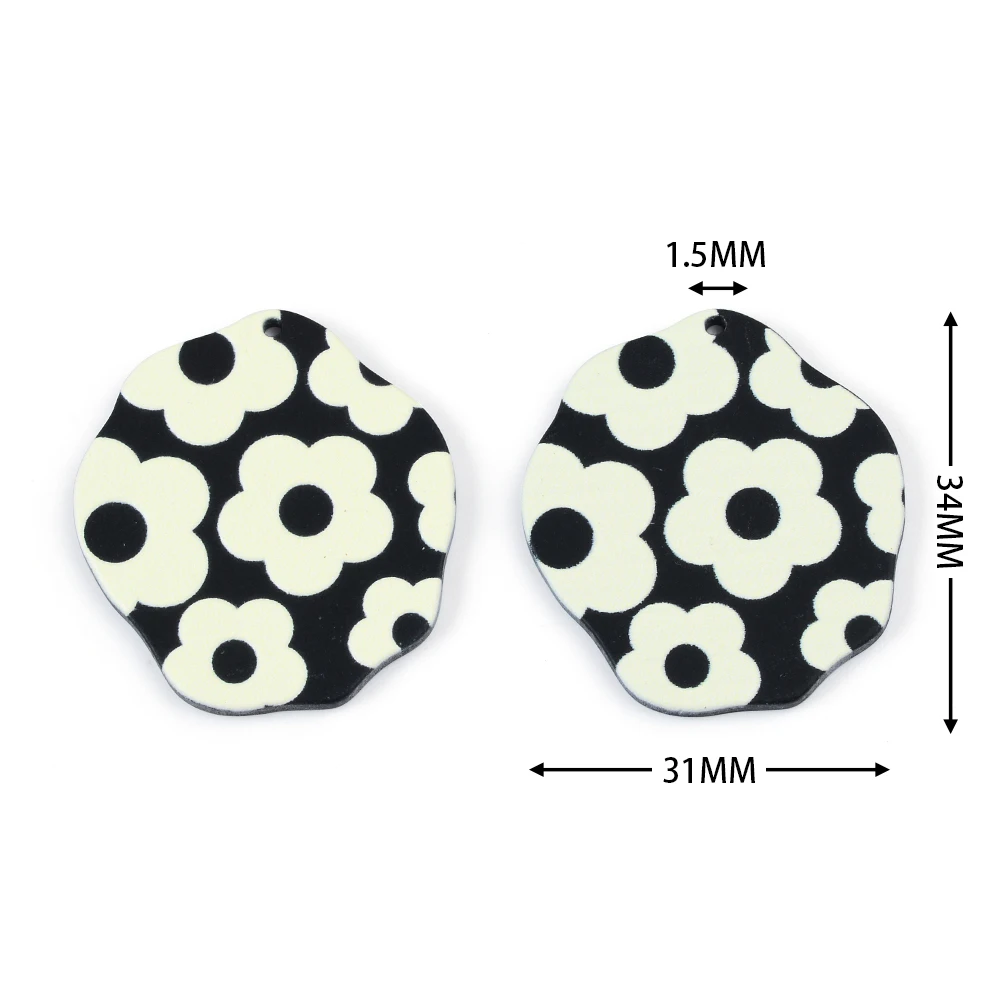 6pcs/lot Acrylic Plate Bright Flowers Pendants Jewelry Accessory Handmade Connector DIY Earring Component for Girl Jewelry