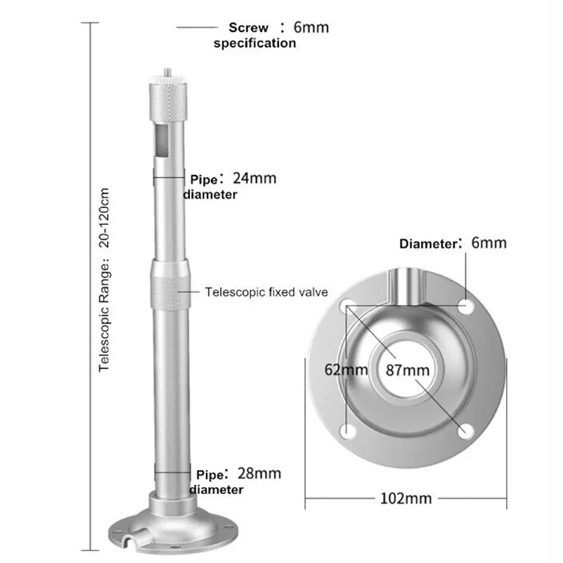 Ball Machine Hoisting Telescopic Support Security CCTV Camera Vertical Hanging Wall Ceiling Mount Bracket for PTZ Dome IP Camera