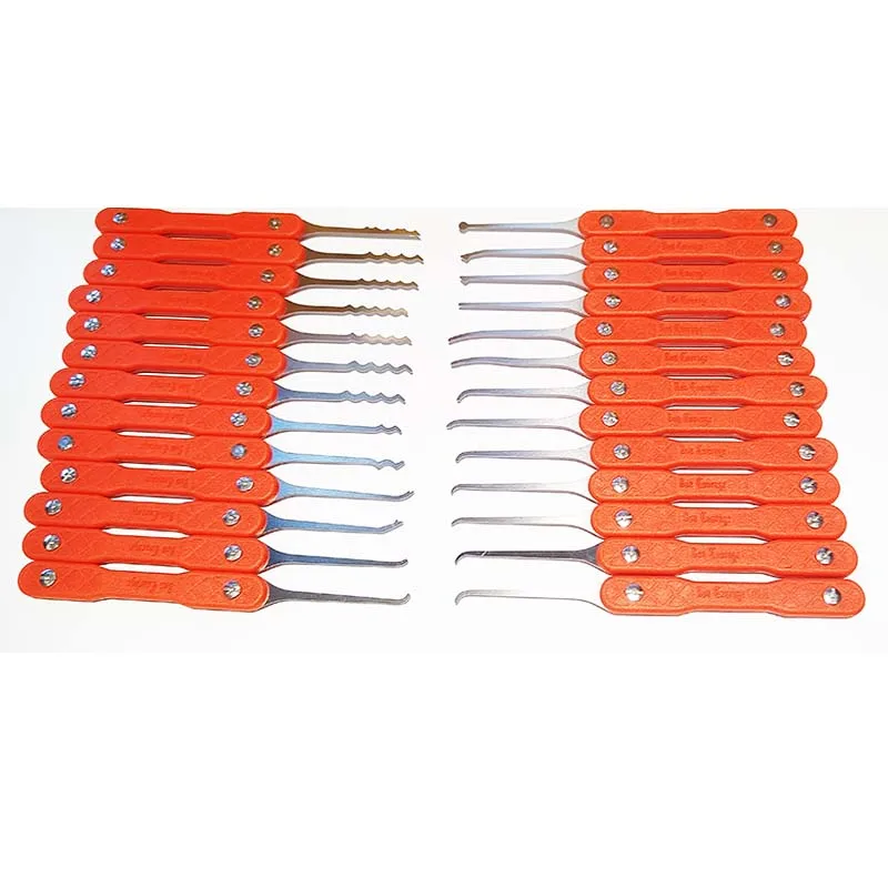 New Arrival Bon Courage Kyreal Orange Handle 26 PCS Hooks Stainless Steel 0.6MM Thickness with 7 Tension Tools Locksmith Tools