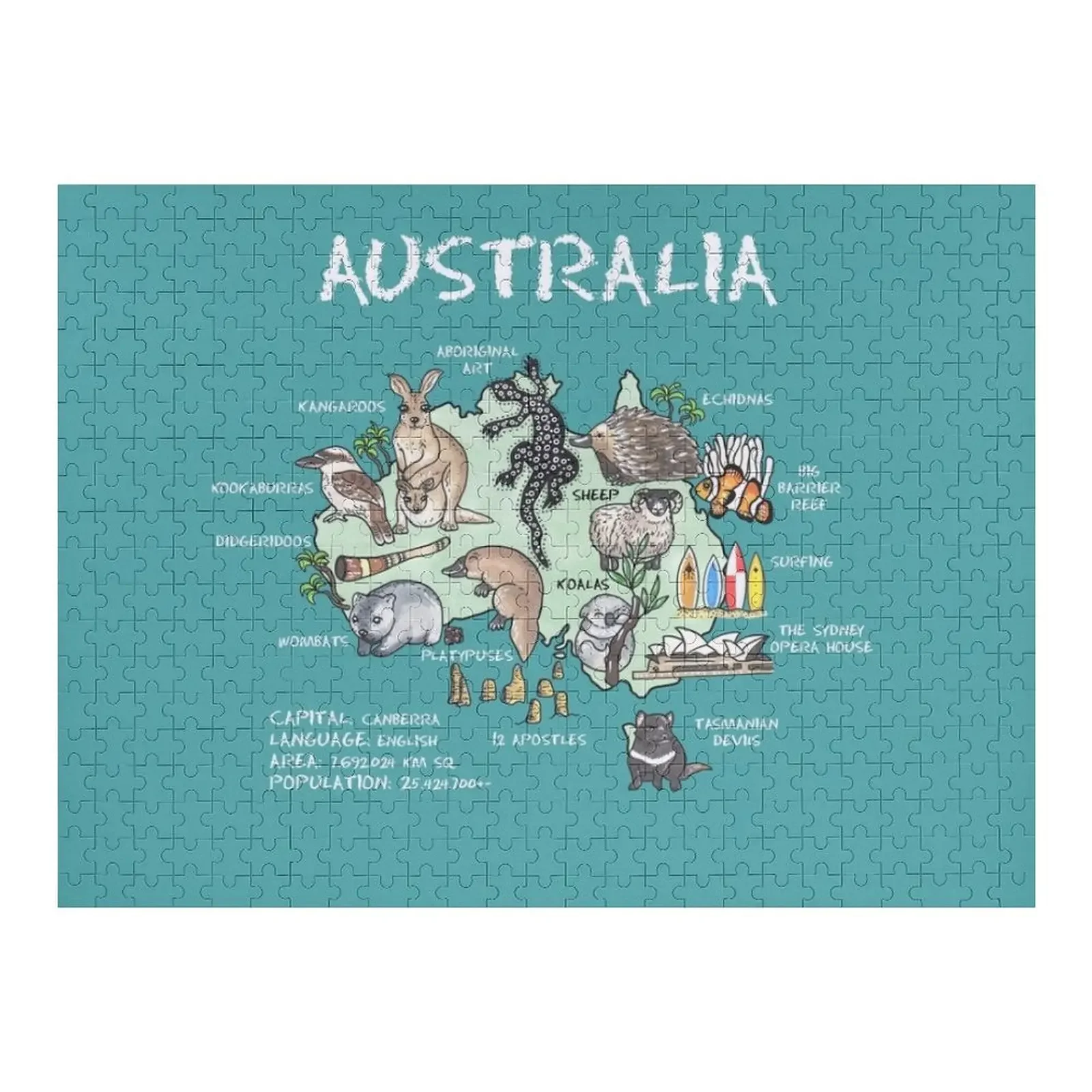 

Australia - illustrated map Jigsaw Puzzle With Photo Photo Wood Photo Personalized Puzzle
