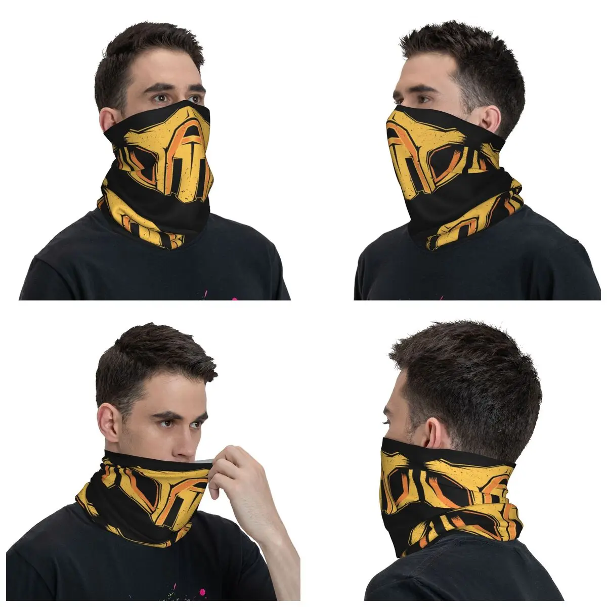 Custom Mortal Kombat Scorpion Neck Gaiter Women Men UV Face Shield Winter Game MKX Liu Kang Bandana Scarf for Ski