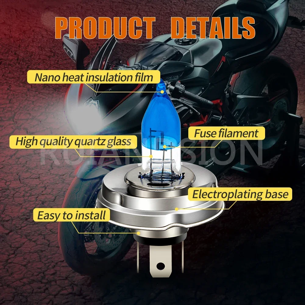 Ruiandsion P45T Motorcycle Headlight Bulb 12V 6000K White Hi/Lo Beam Car Tractor Light Scooter Motobike Headlamp Fog lamp 600Lm