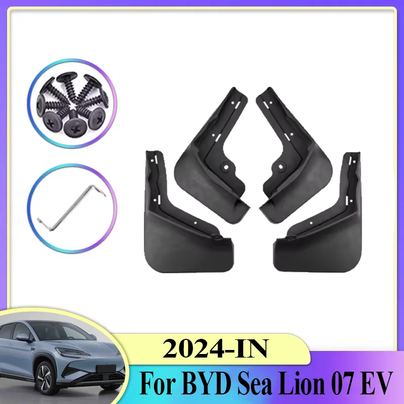 

4 шт. автомобильные брызговики для BYD Sealion 7 07 EV 2024 2025 2026 с защитой от брызг, переднее и заднее крыло, крышка колеса, аксессуары для брызговиков