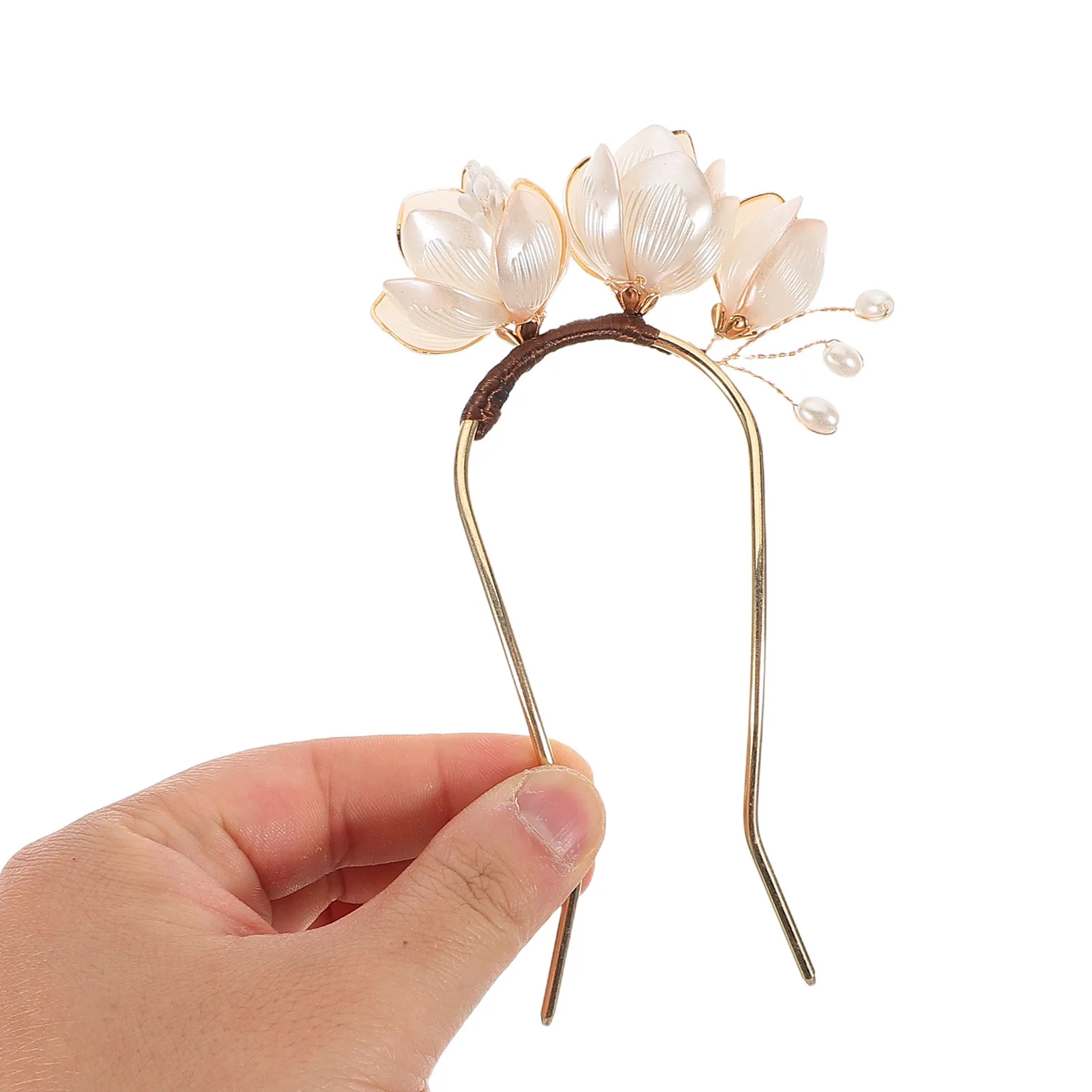 

Magnolia Hairpin Elegant U Shaped Clip Secure Hold Intricate Metal Chinese Style Hair Accessories Women Flowers Versatile