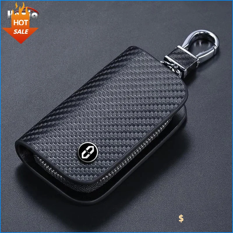 

For Huawei AITO M7 2022 2023 2024 Carbon Fiber Pattern Leather Car Key Case Zipper Key Cover Remote Control Protective Cover