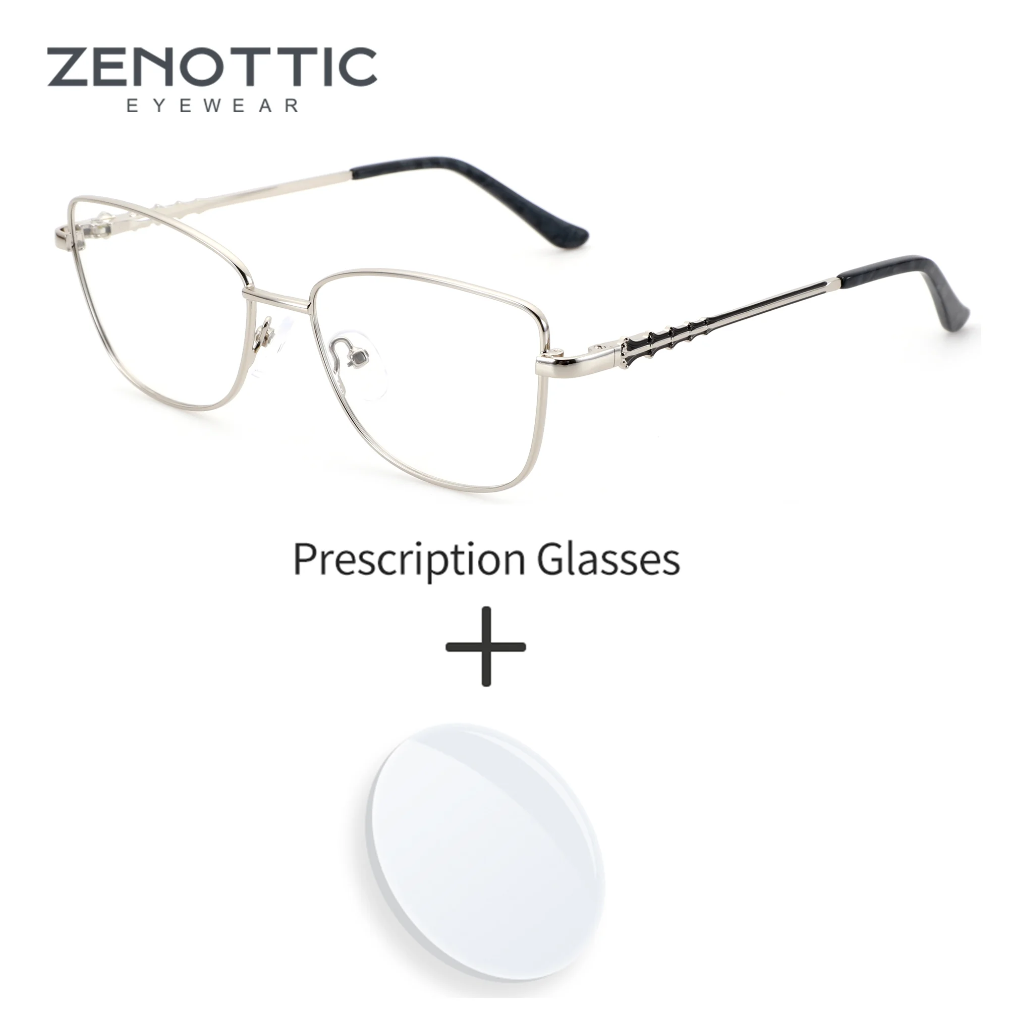 

ZENOTTIC M Size 2025 Fashion Women Butterfly Prescription Glasses High Quality Metal Anti Blue Light Progressive Optical Eyewear