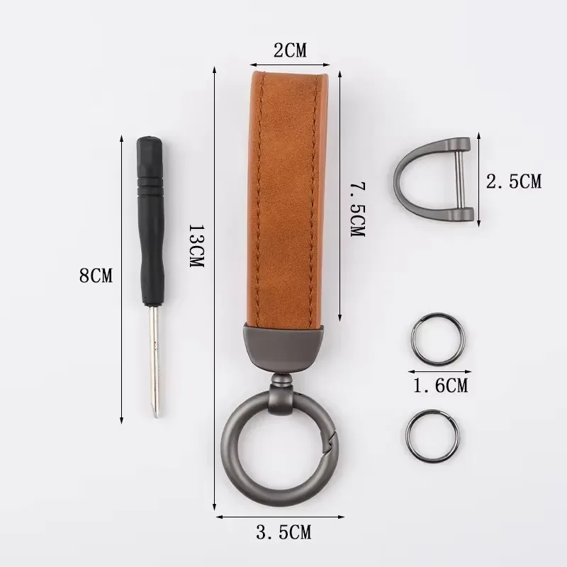 شحن مخصص شخصية الجلود المفاتيح الليزر نقش حزام اسم الشعار الرجعية DIY الهدايا الإبداعية سيارة حلقة رئيسية للرجال والنساء #3