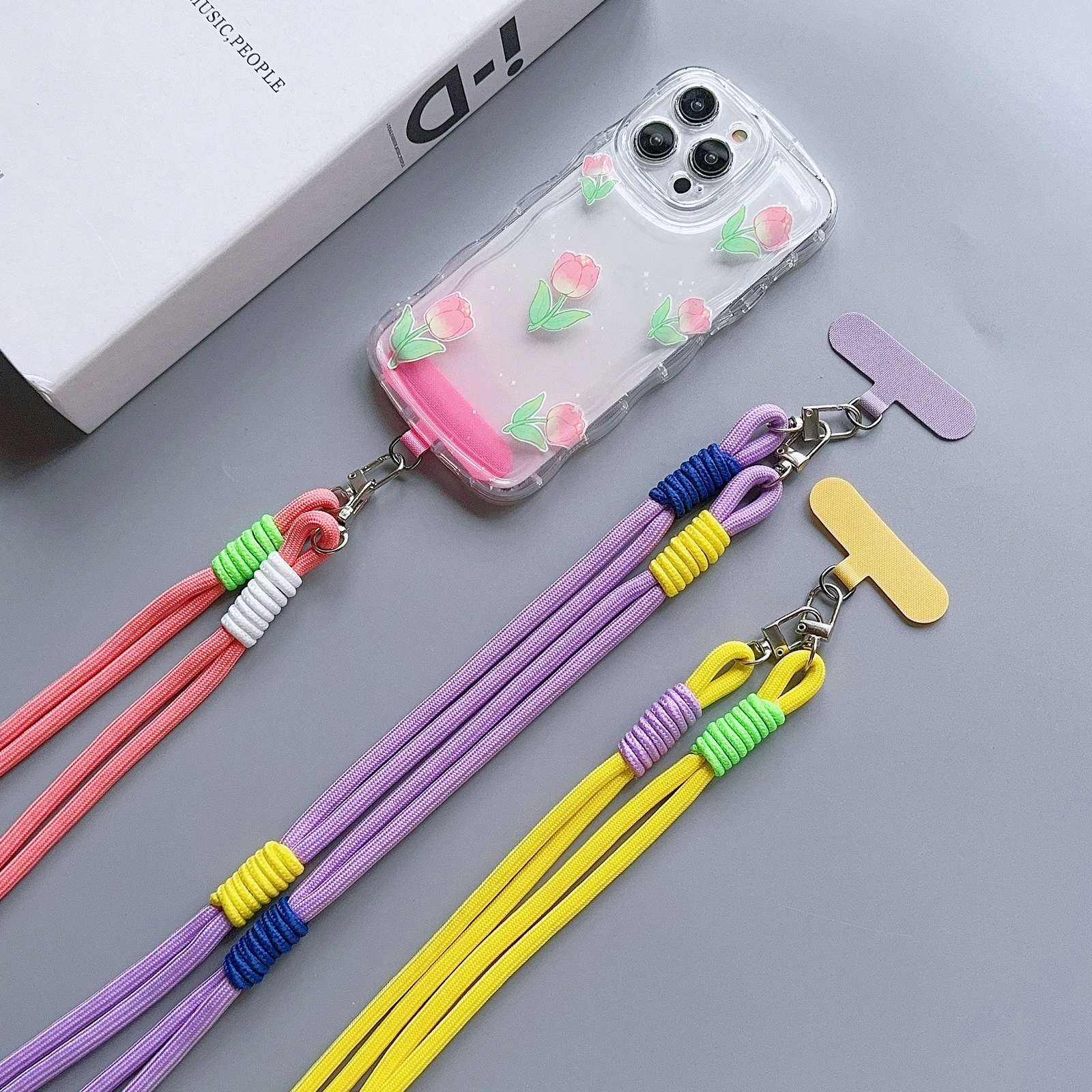 Personalized Trend Double Color Mobile Phone Universal Lanyard Diagonal Span Long Rope Shoulder Strap Rope Fashion Safety Rope