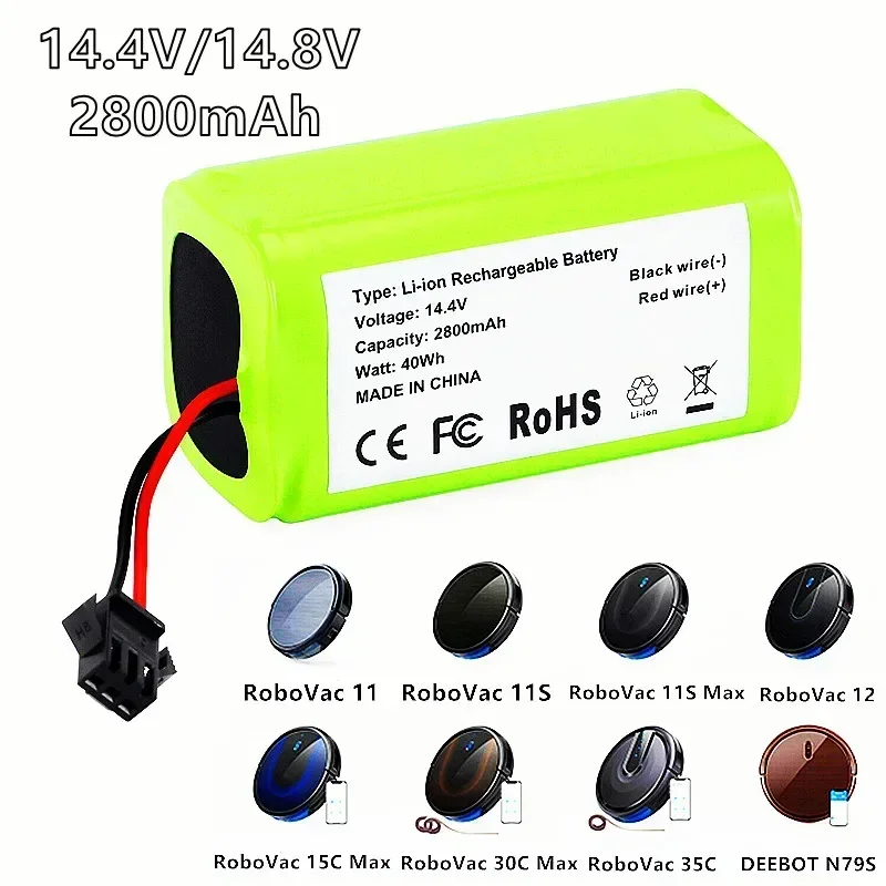 

Original 14.4V 2800mAh Li-ion Batteryfor Cecotec Conga Excellence 950 1092 Ecovacs Deebot DN621 601 Eufy RoboVac 35C Panda I7 V7