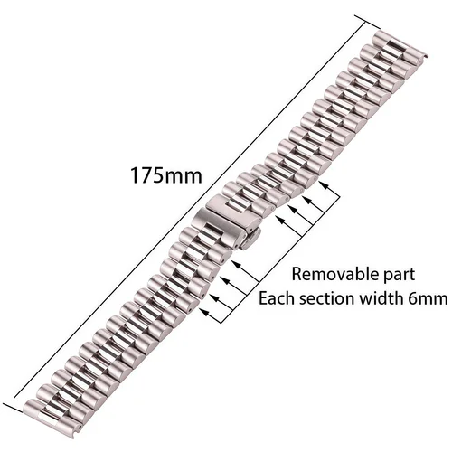 Imagen 2 del producto Correas de reloj de acero inoxidable, pulsera para mujer y hombre, correa de reloj de Metal sólido plateado de 16mm, 18mm, 20mm, 21mm y 22mm, accesorios