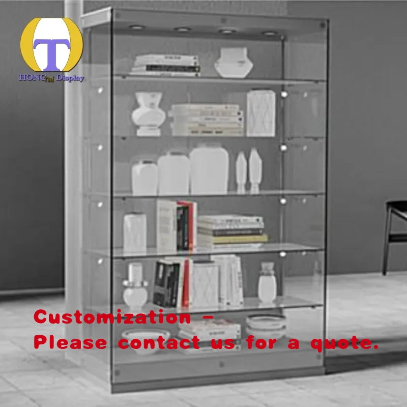 custom.Frameless Retail Shop Display Cabinet Home Office or Store Glass Shelves Secure Lock Design Easy Assembly and Cleanin