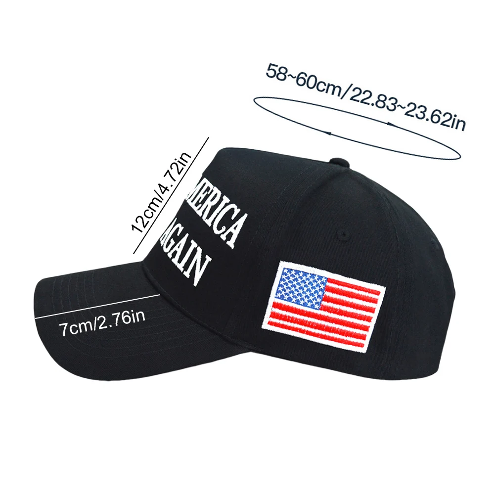 2024 Donald Trump Embroidery Hat Breathable Trump American Presidential Hat Adjustable USA Flag Baseball Cap for Women Men