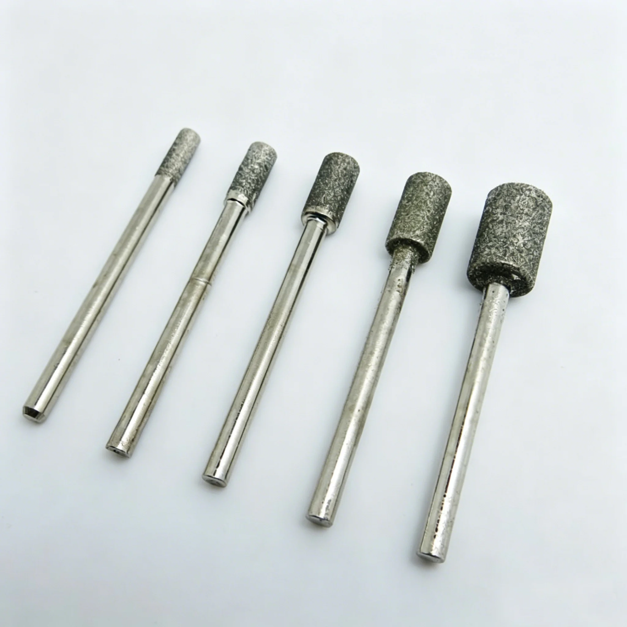 10Pcs 샤프트 3mm x 3/4/5/6/8mm 헤드 직경 원통형 다이아몬드 드릴 비트 전기 그라인더 용 Burs 공압 조각 네일 파일
