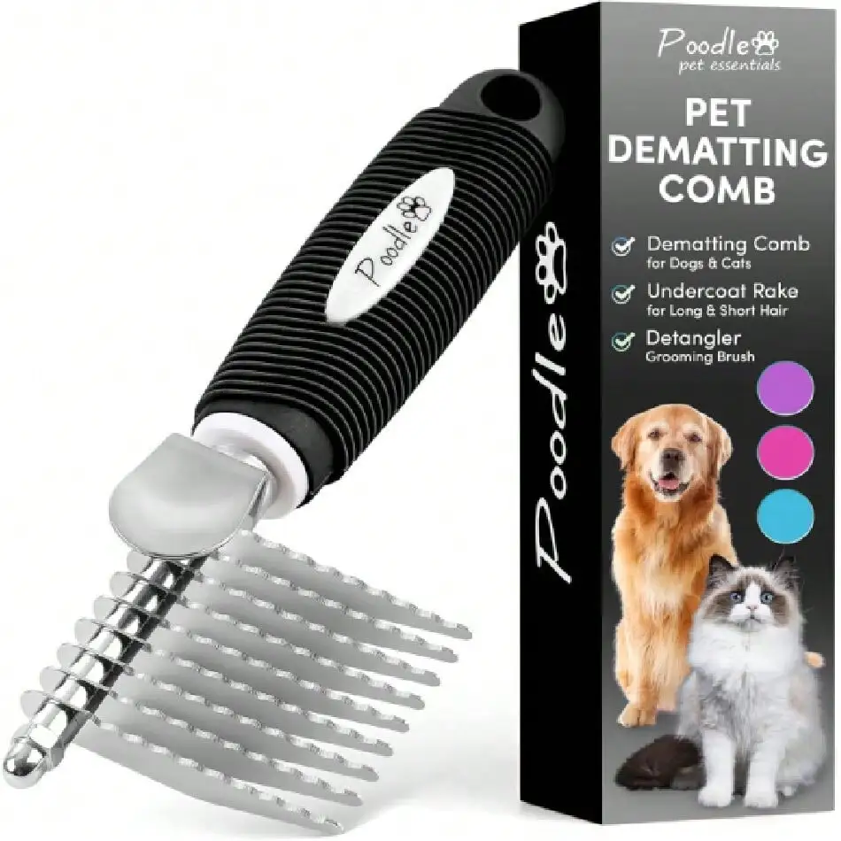 

Poodle Grooming Comb - Metal Dematting Comb With Long & Short Stainless Steel Teeth For Removing Matted Hair & Knots, And Gentle For Dogs & Cats,27765610