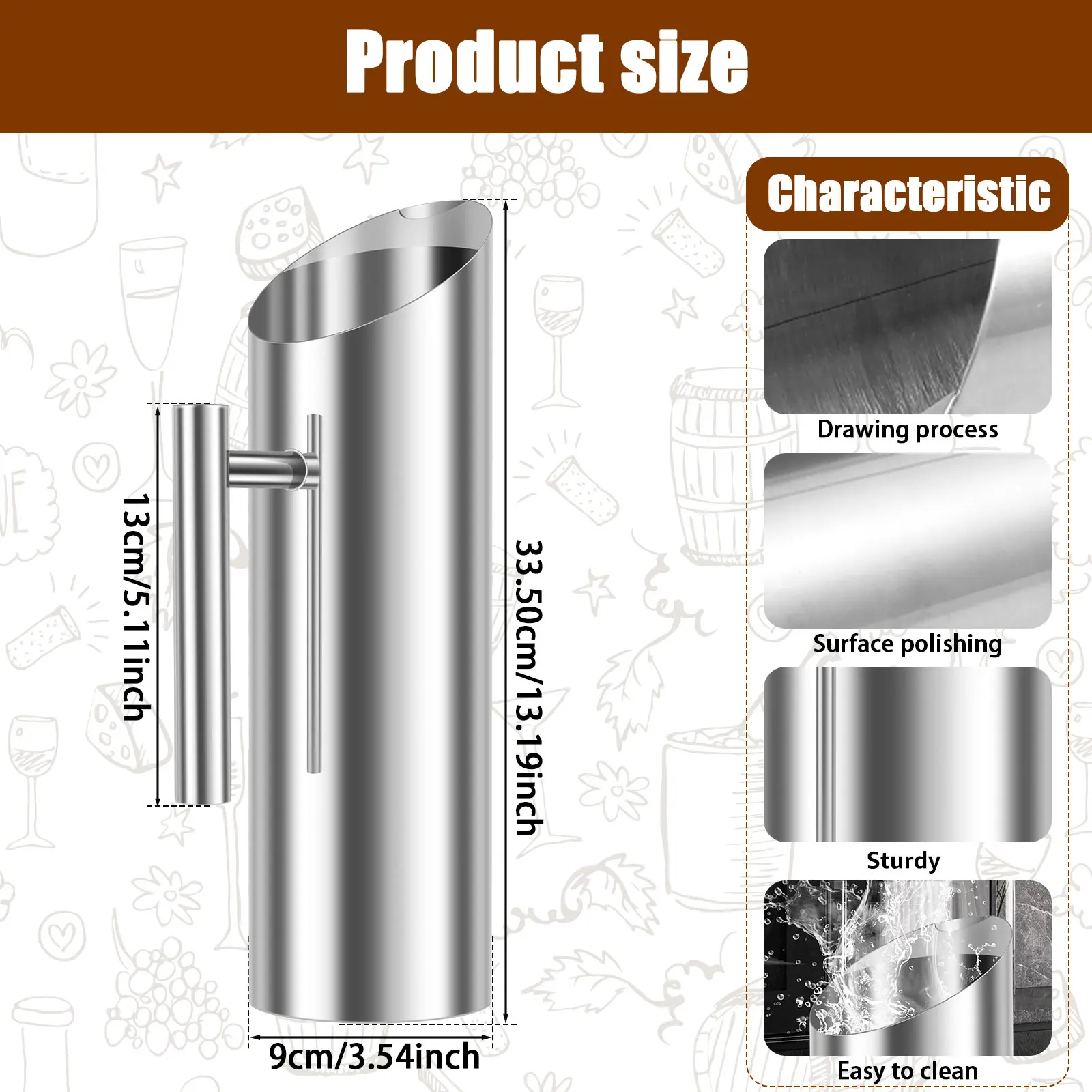 1L/1.5L/2L Stainless Steel Water Pitcher Hot And Cold Water Duck Bill Pot Large Capacity  for Bar Hotel KTV Restaurant Fantastic