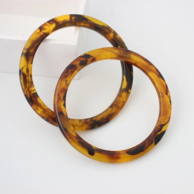 Tortoiseshell Unique Resin Handle Resin Round Handle Replacement Handbag Purse Handmade DIY Craft Braid Bag Accessories