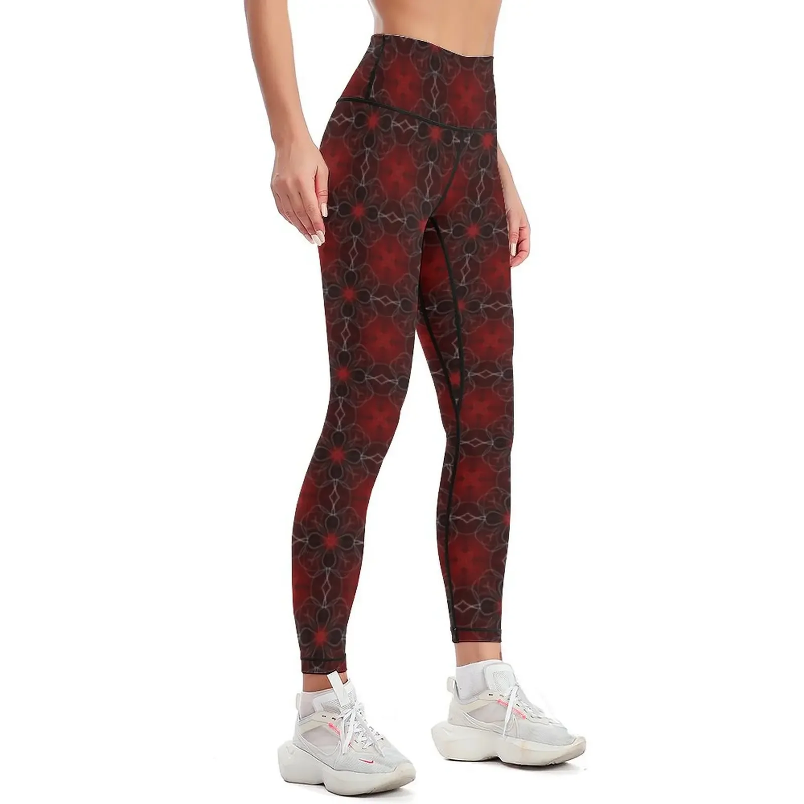 DARK BLOSSOM - RED AND BLACK GOTHIC FLOWER DESIGN! Leggings Pants sport Women's sports pants Womens Leggings