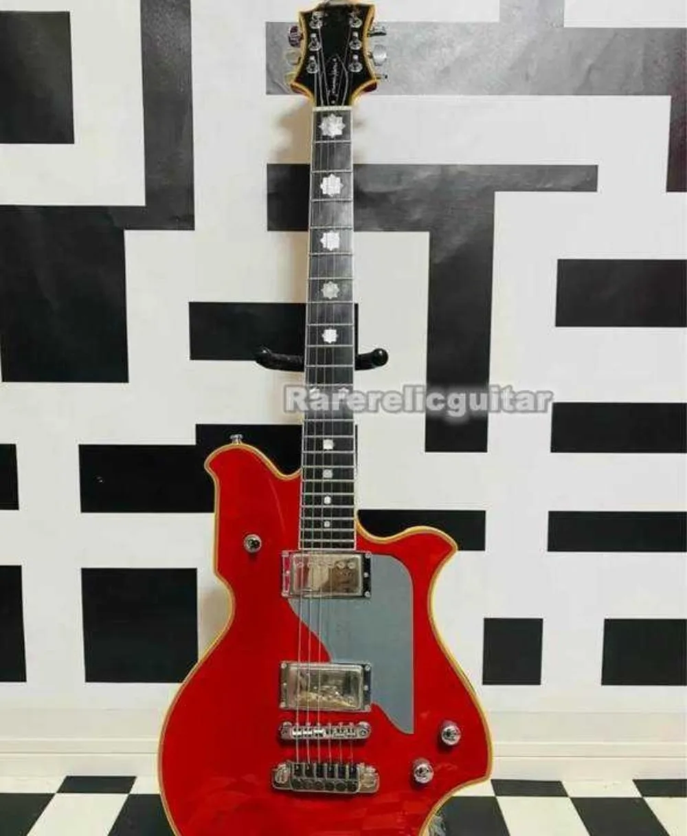 

Электрогитара Custom Fernan MV 480HT TOMOYASU HOTEI, красная, с серебристой накладкой, двойной байонетной обмоткой, креплениями Grover, хромированной фурнитурой