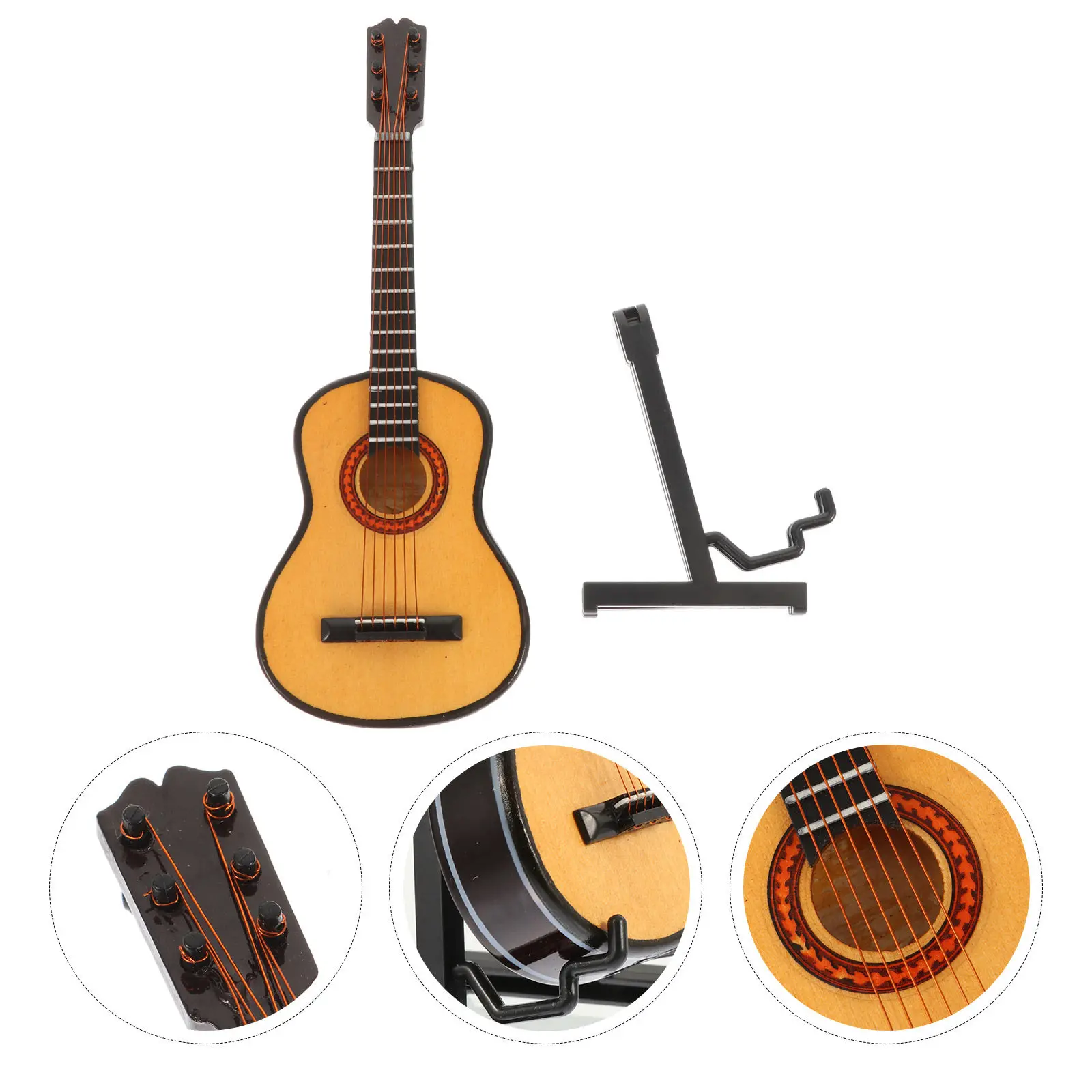 

Набор из 1 миниатюрной деревянной гитары: настольное украшение, микроландшафт, уникальный подарок, игрушка для детей