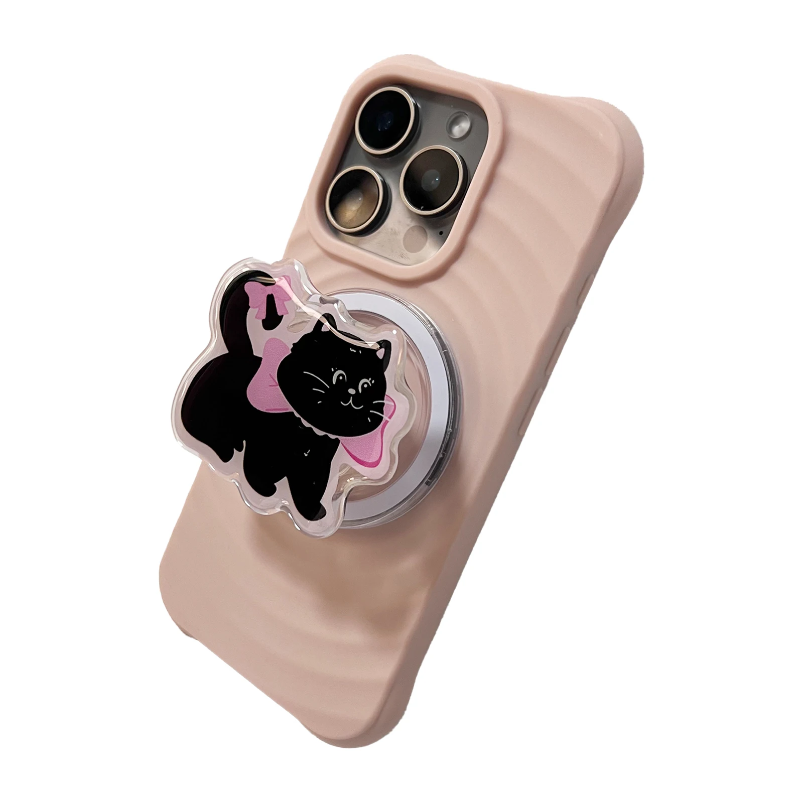 

Милый вращающийся на 360 градусов розовый бант Черный кот для держателя телефона Magsafe Складной для iphone 17 16Pro Max для Samsung Girl Подарок